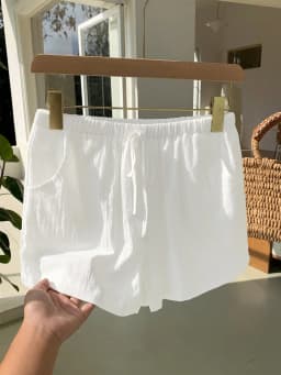 Ladies New Spring Summer Linen Solid Color Casual Sports Elastic Waist Drawstring Short Pants