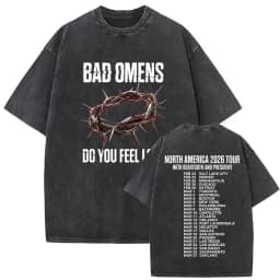Washed Vintage Bad Omens Do You Feel Love Tour 2026 Men Women T-shirt Summer Retro Rock Streetwear Gothic Metal Style T-shirts