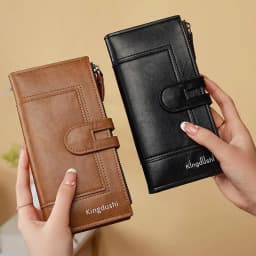 Luxury Fashion PU Leather Long Wallet Women's Slim Clutch Purse with Zipper Coin Pocket for Designer Style Elegant Daily Use