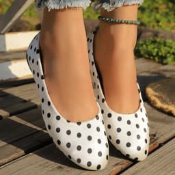 Women's Polka Dot Ballet Flats Slip on Round Toe Casual Shoes Comfortable Office Work Flats for Ladies