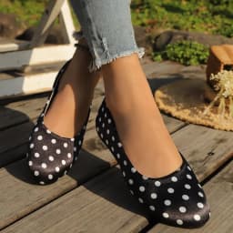 Women's Polka Dot Ballet Flats Slip on Round Toe Casual Shoes Comfortable Office Work Flats for Ladies
