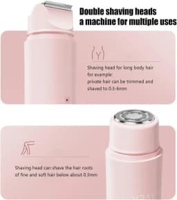 2-in-1 Wireless Rechargeable Electric Shaver, Suitable for Women - Dual Head Bikini Trimmer, Suitable for Both Dry and Wet Use