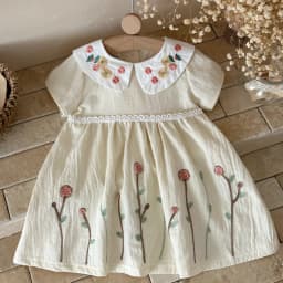 Summer New Girls Infant Floral Embroidery Dress Breathable Baby Princess Dress 0-3 Years Cute Short Sleeve Dress
