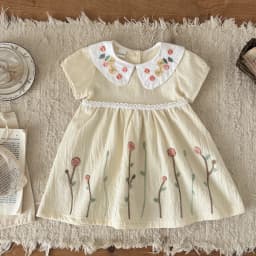 Summer New Girls Infant Floral Embroidery Dress Breathable Baby Princess Dress 0-3 Years Cute Short Sleeve Dress