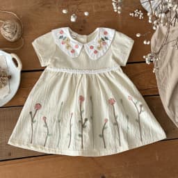 Summer New Girls Infant Floral Embroidery Dress Breathable Baby Princess Dress 0-3 Years Cute Short Sleeve Dress