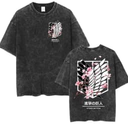 2026 Attack on Titan Anime Printed T-shirt Men's and Women's Washed T-shirt High Quality Vintage Cotton T-shirt Harajuku Y2K Top