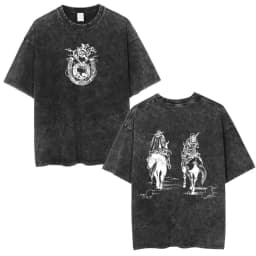 Anime Jojo Bizarre Adventure STEEL BALL RUN Manga Vintage Acid Washed T Shirt Men Women Casual Short Sleeves T-shirt Streetwear