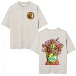 Anime Jojo Bizarre Adventure STEEL BALL RUN Manga Vintage Acid Washed T Shirt Men Women Casual Short Sleeves T-shirt Streetwear