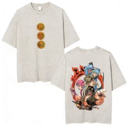 Anime Jojo Bizarre Adventure STEEL BALL RUN Manga Vintage Acid Washed T Shirt Men Women Casual Short Sleeves T-shirt Streetwear