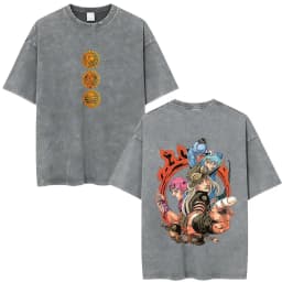 Anime Jojo Bizarre Adventure STEEL BALL RUN Manga Vintage Acid Washed T Shirt Men Women Casual Short Sleeves T-shirt Streetwear