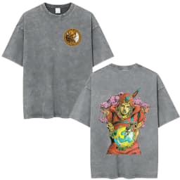 Anime Jojo Bizarre Adventure STEEL BALL RUN Manga Vintage Acid Washed T Shirt Men Women Casual Short Sleeves T-shirt Streetwear