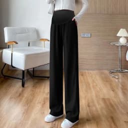 Summer Ice Silk Maternity Wide Leg Pants Loose Pleated Nine Points Thin Cool Comfortable for Pregnant Women