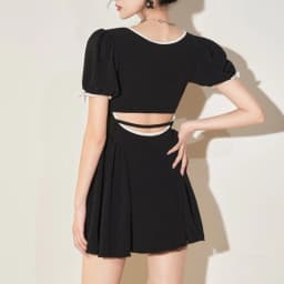 Women's Slimming Two-Piece Swimsuit Black Fashion Swimwear Back Sexy Cutout Bathing Suit for Hot Spring & Vacation Anti-Exposure