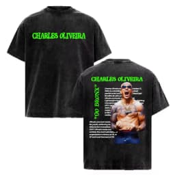 Charles Oliveira Do Bronx Vintage Washed T Shirt Men Women Harajuku Classic Oversized T Shirts High Quality Cozy Cotton T-shirts