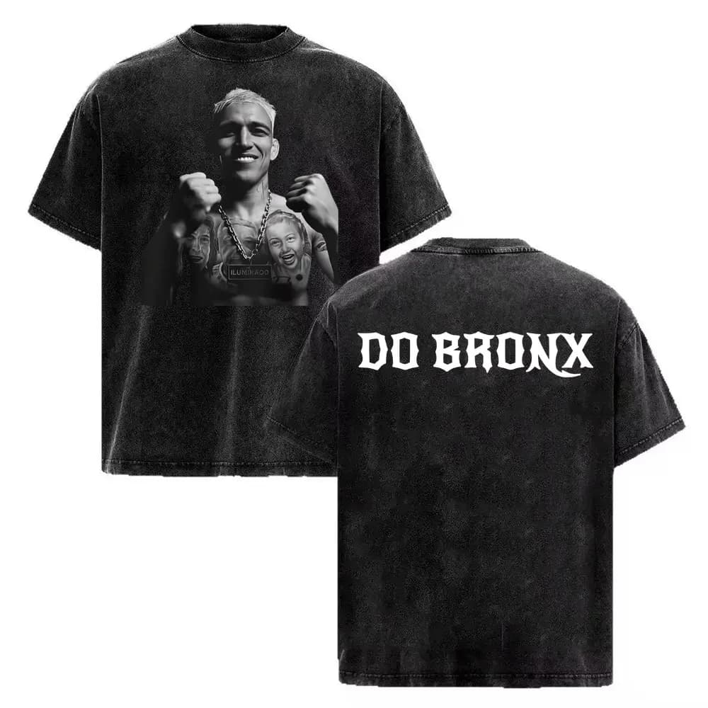 Charles Oliveira Do Bronx Vintage Washed T Shirt Men Women Harajuku Classic Oversized T Shirts High Quality Cozy Cotton T-shirts