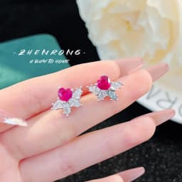 925 Pure Silver Red Ruby Heart-Shaped Jewelry Set Exquisite Luxury Wedding Gift