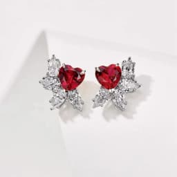 925 Pure Silver Red Ruby Heart-Shaped Jewelry Set Exquisite Luxury Wedding Gift