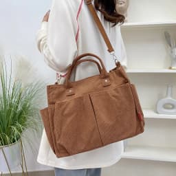 Warm Corduroy Tote Bag, Spacious Handbag Shopping Bag, Stylish & Practical Shoulder Bag, Casual Minimalist Single Crossbody Bag