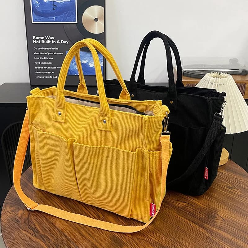 Warm Corduroy Tote Bag, Spacious Handbag Shopping Bag, Stylish & Practical Shoulder Bag, Casual Minimalist Single Crossbody Bag