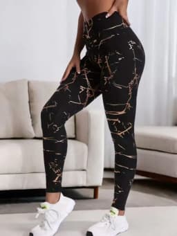 Women's Fashionable Gold-Stamped Pants with Cross-Waist Design, Suitable for Outdoor, Casual, Home, Fitness, Yoga, and Various Other Occasions