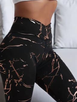 Women's Fashionable Gold-Stamped Pants with Cross-Waist Design, Suitable for Outdoor, Casual, Home, Fitness, Yoga, and Various Other Occasions