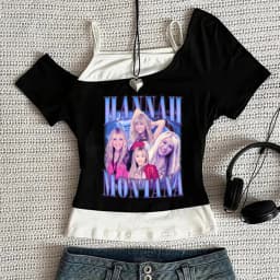 Hannah Montana crop top teen clearance sales cheap streetwear baddie dollette tshirt grunge emo cheap dollette