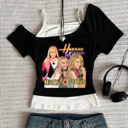 Hannah Montana crop top teen clearance sales cheap streetwear baddie dollette tshirt grunge emo cheap dollette