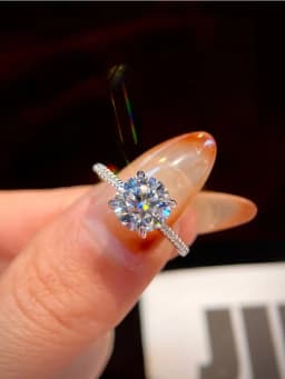 Brilliant 2 Carat Round Moissanite Diamond Engagement Rings For Women Anniversary Wedding Luxury Fashioned Jewelry