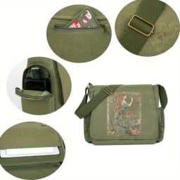 Vintage Womens Messenger Bag Canvas Mermaid Print Large Capacity Multiple Pockets Crossbody Travel Laptop Bag