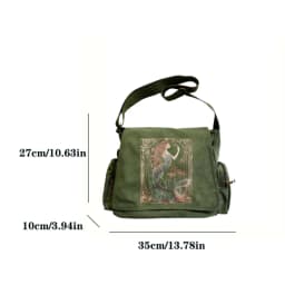 Vintage Womens Messenger Bag Canvas Mermaid Print Large Capacity Multiple Pockets Crossbody Travel Laptop Bag