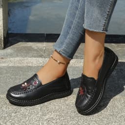 Women Shoes Ultra-Light Polyurethane Sole Artificial Leather Shoes Woman 2026 Summer Ladies' Single Shoes