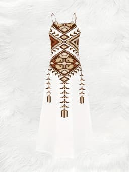 Casual Geometric Tribal Print V Neck Dress for Women Summer 2024 Trendy A Line Midi Dress Fashion Streetwear Vacation Outfit