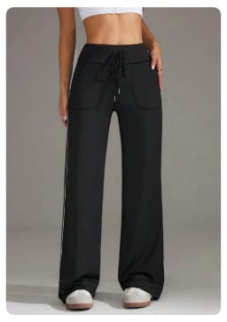 Sports Yoga Casual Pants for Women High Waist Drawstring Straight Wide Leg Pant Sports Comfort Elastic Fitness Sports Trousers
