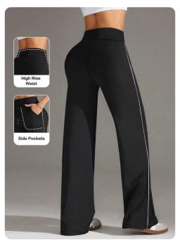 Sports Yoga Casual Pants for Women High Waist Drawstring Straight Wide Leg Pant Sports Comfort Elastic Fitness Sports Trousers
