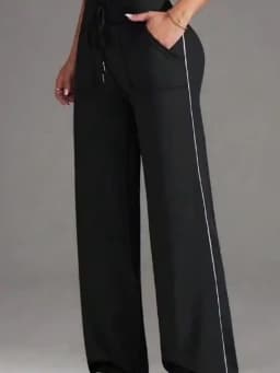 Sports Yoga Casual Pants for Women High Waist Drawstring Straight Wide Leg Pant Sports Comfort Elastic Fitness Sports Trousers
