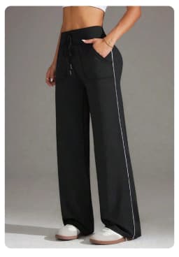 Sports Yoga Casual Pants for Women High Waist Drawstring Straight Wide Leg Pant Sports Comfort Elastic Fitness Sports Trousers