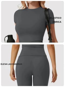 Women's 2 Piece Casual Yoga Set - Round Neck Short Sleeve Top & High Waist Butt Lift Leggings, Soft Breathable Stretchy Workout