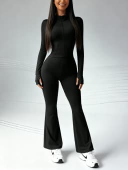 Women Yoga Sets Zipper Long Sleeve Push Up Leggings Gym Fitness Solid Colors Sets Activewear Workout Running Clothes Sportswear