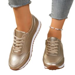 2026 Fashion Women's Sneakers Golden Silver Luxury Girls Walking Shoes Spring/autumn Casual Comfortable Flat Vulcanized Shoes