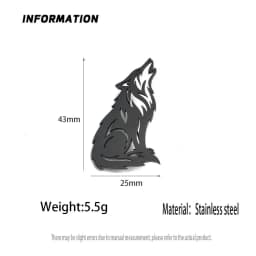 Original design Lone Wolf stainless steel gold-plated brooch, waterproof and non-fading lapel pin, men's suit accessories