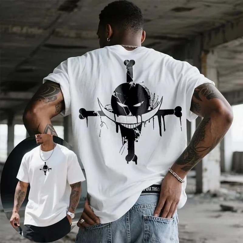 ONE PIECE Animation Derivatives White Beard Printed Short Sleeve T-Shirt Men's and Women's 2025 Summer Fashion Casual Cotton Top