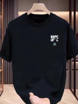 "NICE" Cartoon Boy Smiley Face Men's T-shirt Streetwear Graphic Oversized Cotton Short Sleeve Tops Summer Streetwear