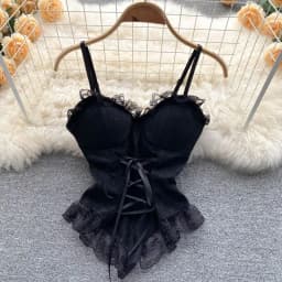 Sexy Lace Mesh Bandage Tube Top Chic Strapless Camis Slim Korean Tanks Top Elegant Basic Crop Top Women Bustier New