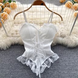 Sexy Lace Mesh Bandage Tube Top Chic Strapless Camis Slim Korean Tanks Top Elegant Basic Crop Top Women Bustier New