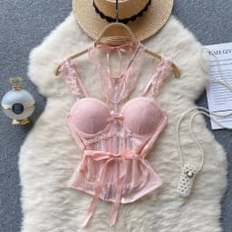 Sexy Lace Mesh Bandage Tube Top Chic Strapless Camis Slim Korean Tanks Top Elegant Basic Crop Top Women Bustier New