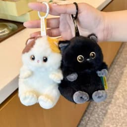 15cm Cute Cat Plush Keychain Black White Coffee Soft Stuffed Animal Bag Charm Pendant Cat Lover Birthday Gift