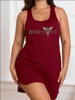 Women's Large Size Sleeveless Dress - Rock Letter Print Casual Summer Dress, Lightweight and Machine Washable.