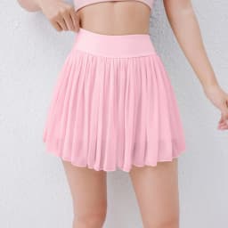 Women Pleated Mesh Tennis Skort High Waist Built-in Shorts Quick Dry Breathable Running Workout Mini Skirt