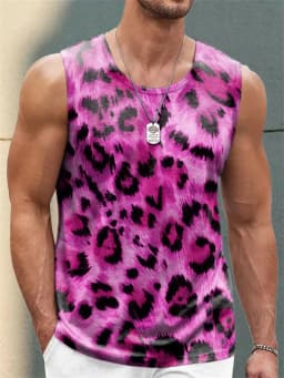 Fashion Leopard Print Tank Tops For Men Summer Trendy Sleeveless 3D Printed Streetwear Vest Cool Oversized Breathable Tees Tops