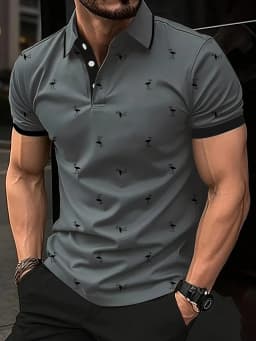 Summer Men's Golf Silhouette Pattern Polo Short Sleeve Polo Shirt Collared Shirt Business Casual Outdoor 3D Print Geometric Polo